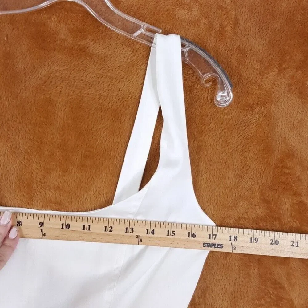 WEWOREWHAT Womens Dress Medium White Midi Charmeuse Corset Empire Minimalist - Picture 8 of 12